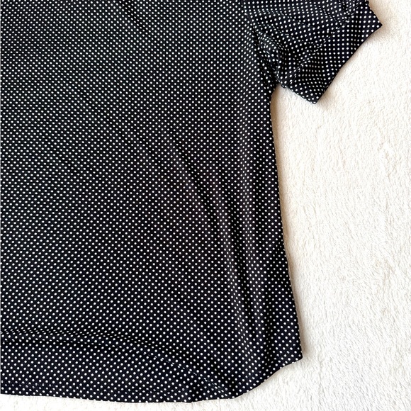 Adrianna Papell Polka Dot Blouse Size M Black Puff Sleeve Chic Top - Picture 4 of 15